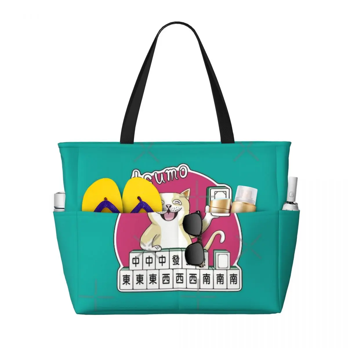 

Mahjong Cat Got Tsumo Beach Travel Bag, Tote Bag Popular Large Capacity Gifts Shoulder Bag Multi-Style Pattern