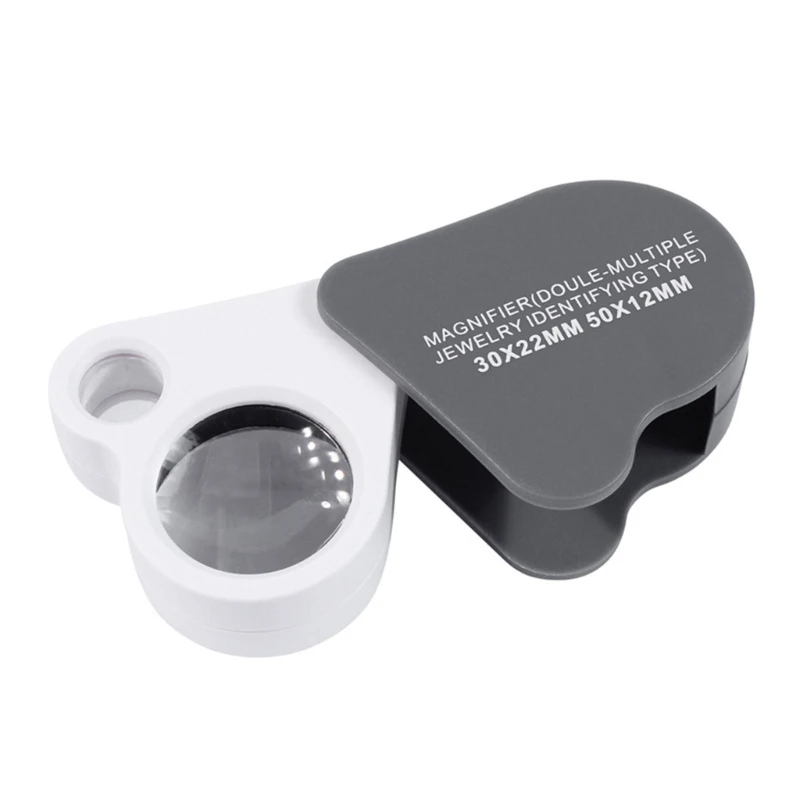 Foldable Glass 30X 50X Lens Pocket Eye Loupe Magnifier for Inspection Jewelry Coin Science Reading Book