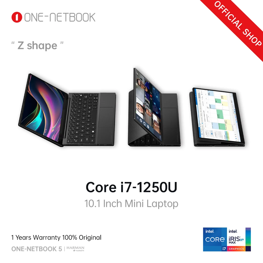 หนึ่ง-netbook 5 10.1นิ้ว Intel Core i7-1250U กระเป๋าคอมพิวเตอร์แล็ปท็อปแบบพกพาขนาดเล็ก OneMix5 32กรัม1TB 2TB Windows 11แล็ปท็อปอย่างเป็นทางการ