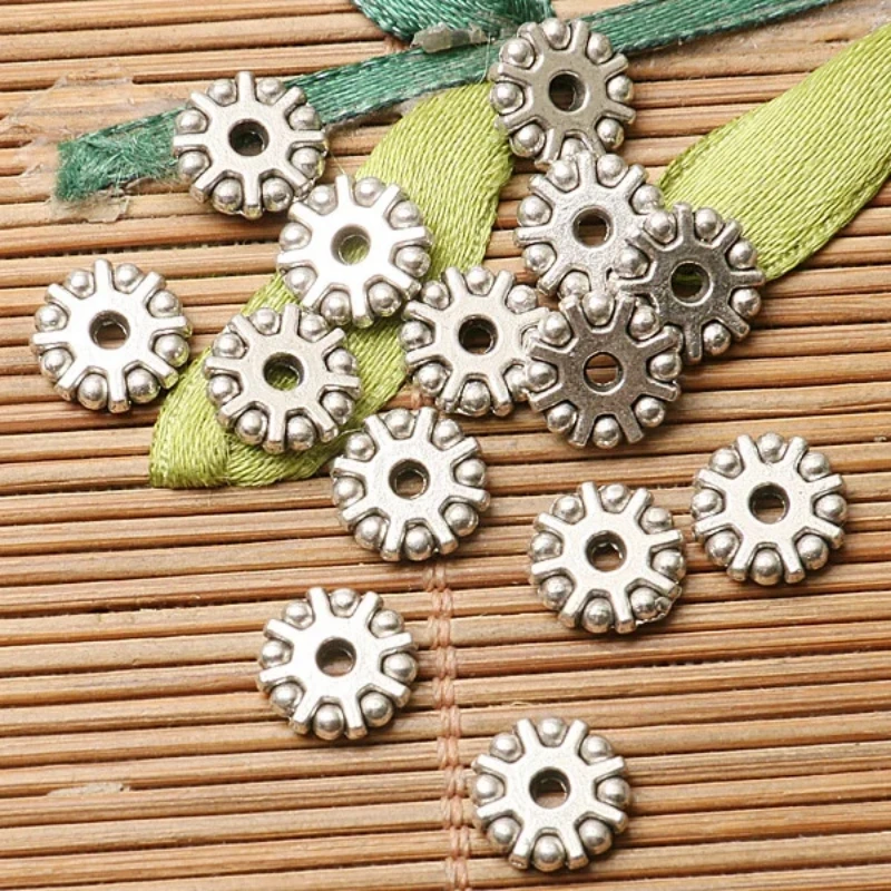 50pcs  8.7mm wide round shaped gear design spacer bead EF2830