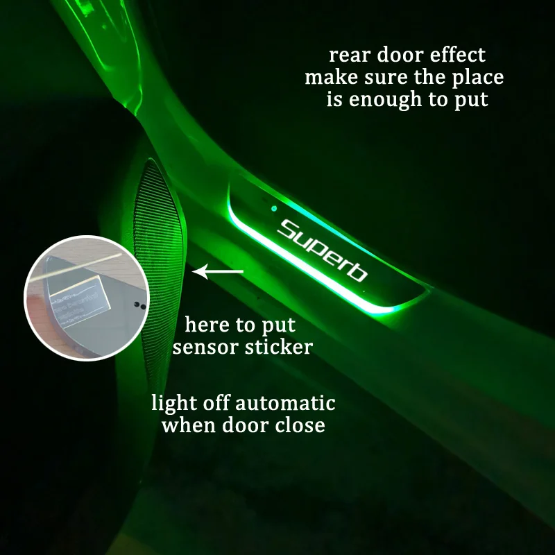 Car Door Sill Trim Pedal For Subaru Skoda Suzuki Nissan 12V USB Led Dynamic Streamer Light