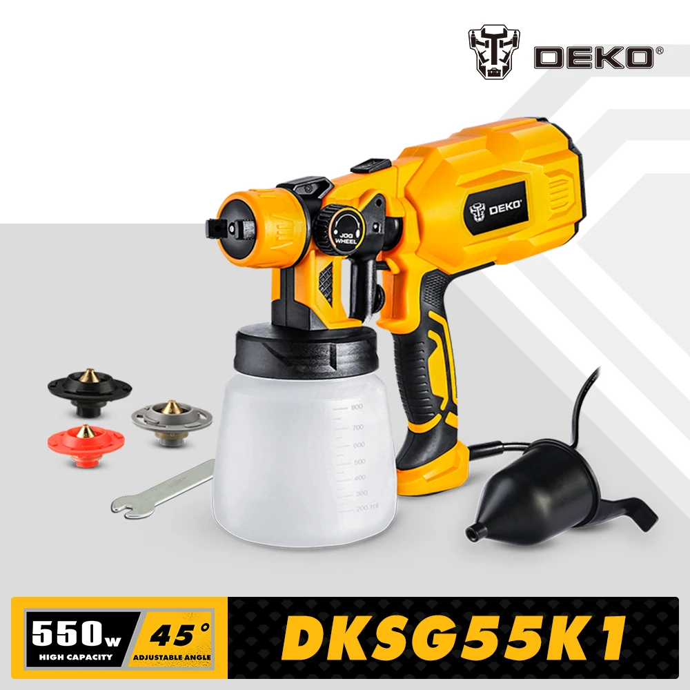 Deko-pistola de Pulverizador de Alta Potência Elétrica Fácil Pulverização Hvlp Hvlp Dksg55k1 Dksg20k2 Bicos e 800 ml Grande Capacidade