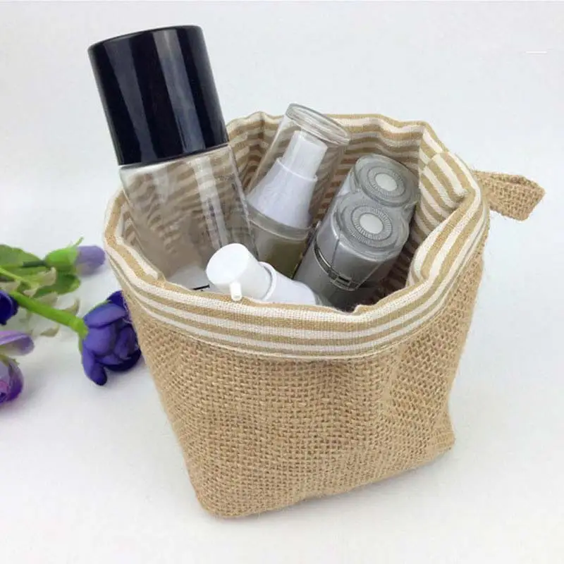 Fashion Storage Box Jute Cotton Sundries Basket Mini Desktop Storage Bag Hanging Box