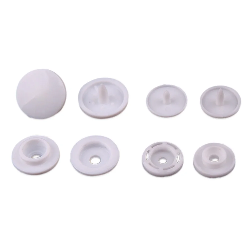 

100Sets Resin Snap Buttons Plastic Fastener Easy Use for Clothing Accessories Sewing Tailoring Kit White Plastic Buttons