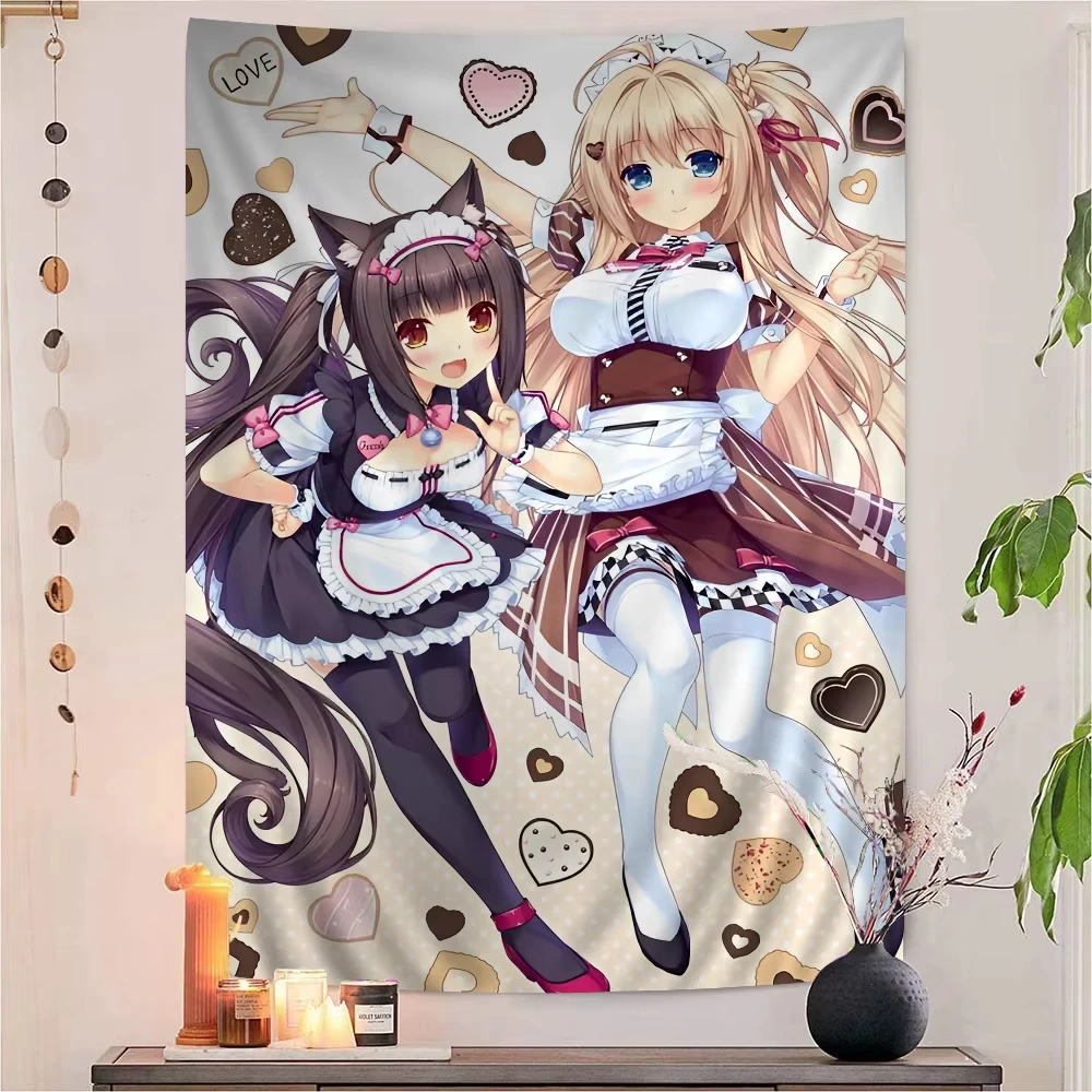 VIKAMA Kawaii Niedliche Anime-Wandteppiche Pastellfarbene Ästhetische Wanddekoration für Mädchenzimmer Wohnzimmer Sweet Home Wanddekoration – Detail 3