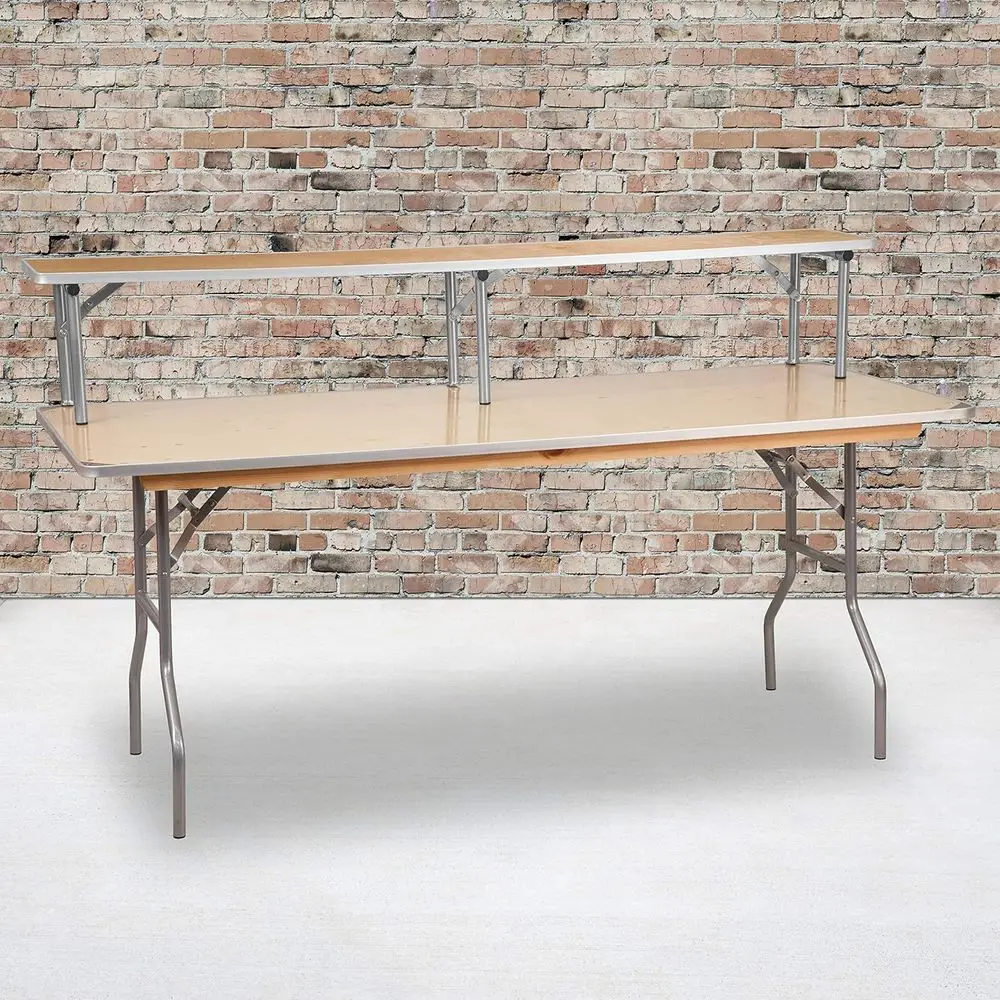 72 x 12 x 12 Birchwood Bar Top Riser with Silver Legs