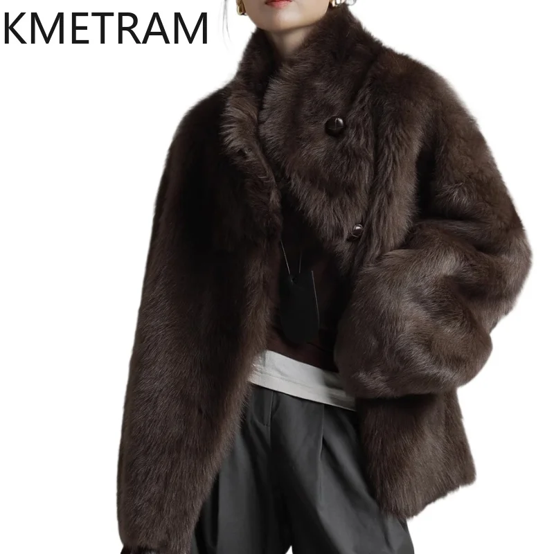 KMETRAM Naturalny płaszcz z owczej skóry Toskania z wełną, średniej długości, modny płaszcz zimowy damski 2025, manteaux hiver femme