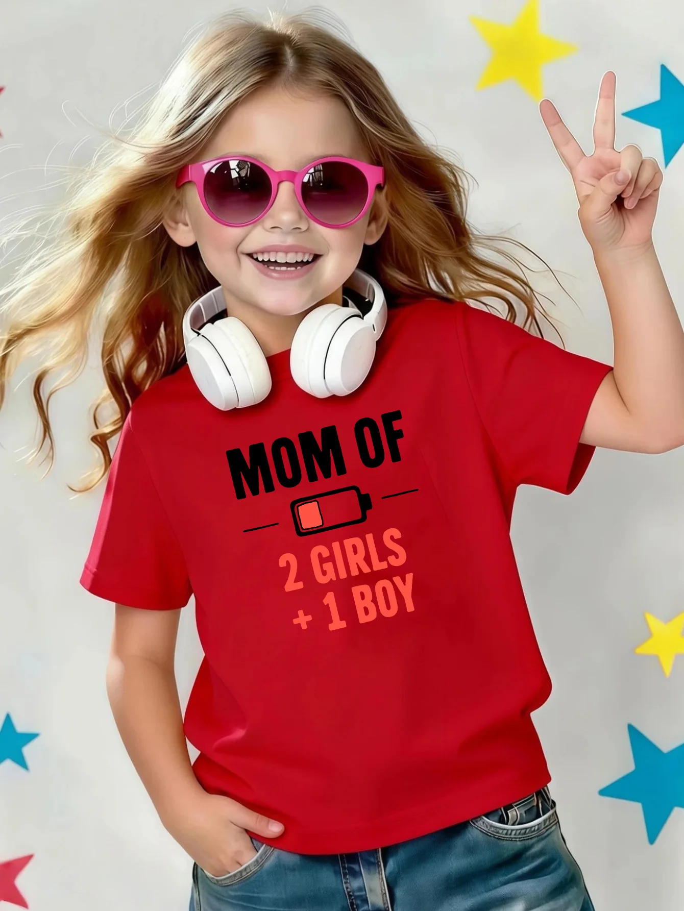 Funny Low Battery Family Letter Print Kids Tee Boys Girls Family Match Cotton Crew Neck Short Sleeve Soft Summer Casual Kid Wear