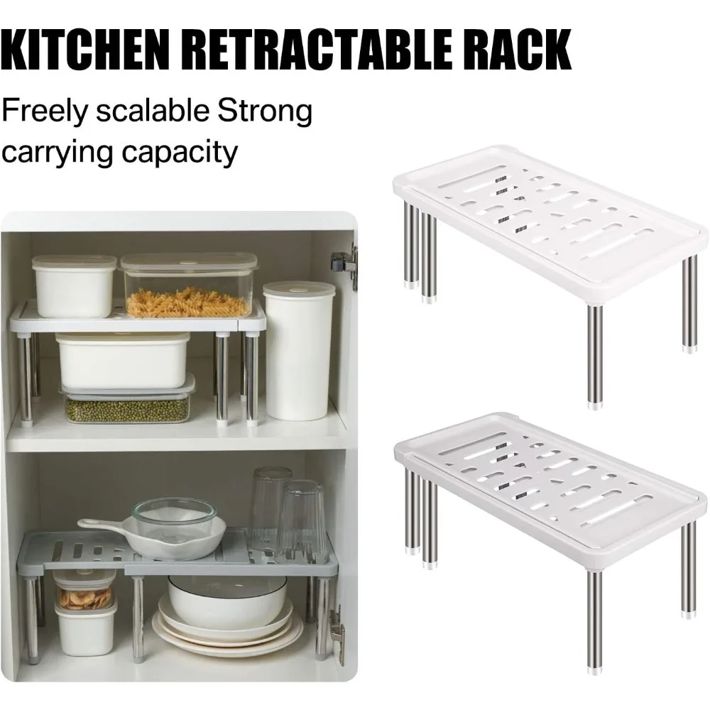 Spice Rack Organizer for Cabinet Expandable Counter Rack Shelf Multifunctional Storage Racks for Kitchen Bathroom and Cupboard