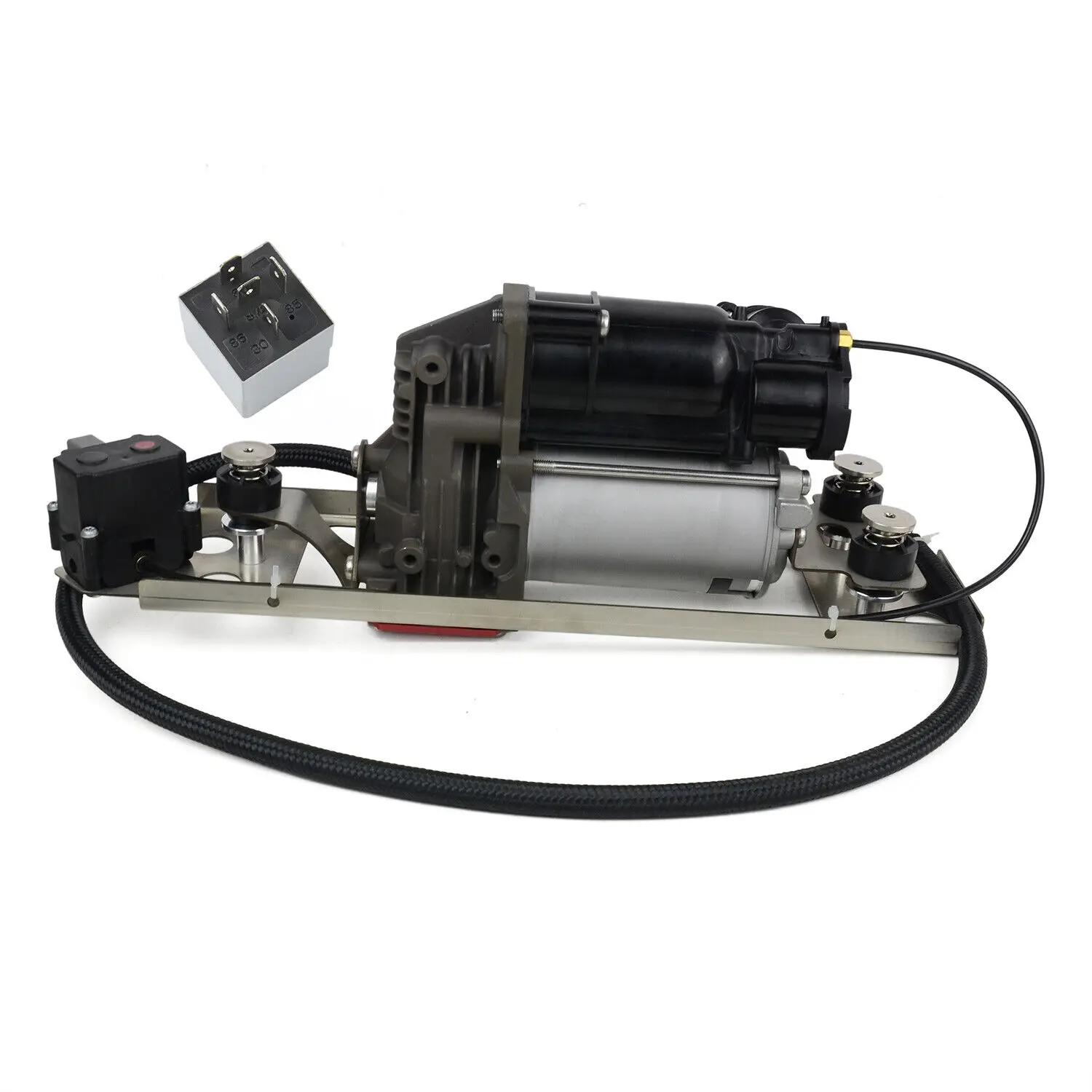 For BMW E61 2005- Air Suspension Compressor Pump Assembly with Bracket and Solenoid Valve Block 37106793778 37206792855