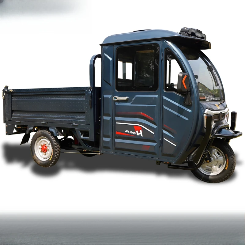 

Three-wheeled electric pickup truck, hydraulic dump dump bucket, freight climbing load pulling