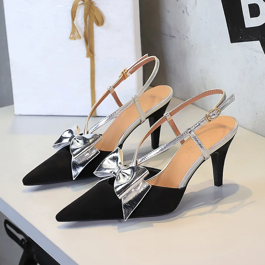 

Женская обувь для вечеринок. Женские туфли на высоком каблуке. Весна-Осень. Золотые элегантные женские туфли-лодочки с острым носком и пряжкой на ремешке.