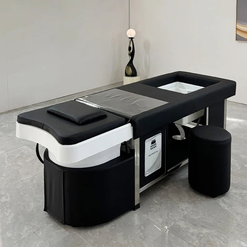 

Salon Hair Washing Chair Massage Shampoo Bed With Water Circulation and Steamer Pedicure Bowl Foot Spa Shampoo Bed for Salon