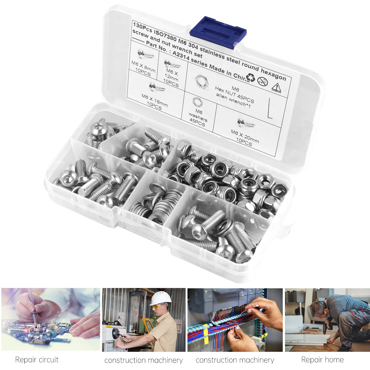 

Stainless Steel Screws Hexagon Socket Screw Nut Wrench Set Round Head Bolts 304 Anti Corrosion Various Sizes Hardware