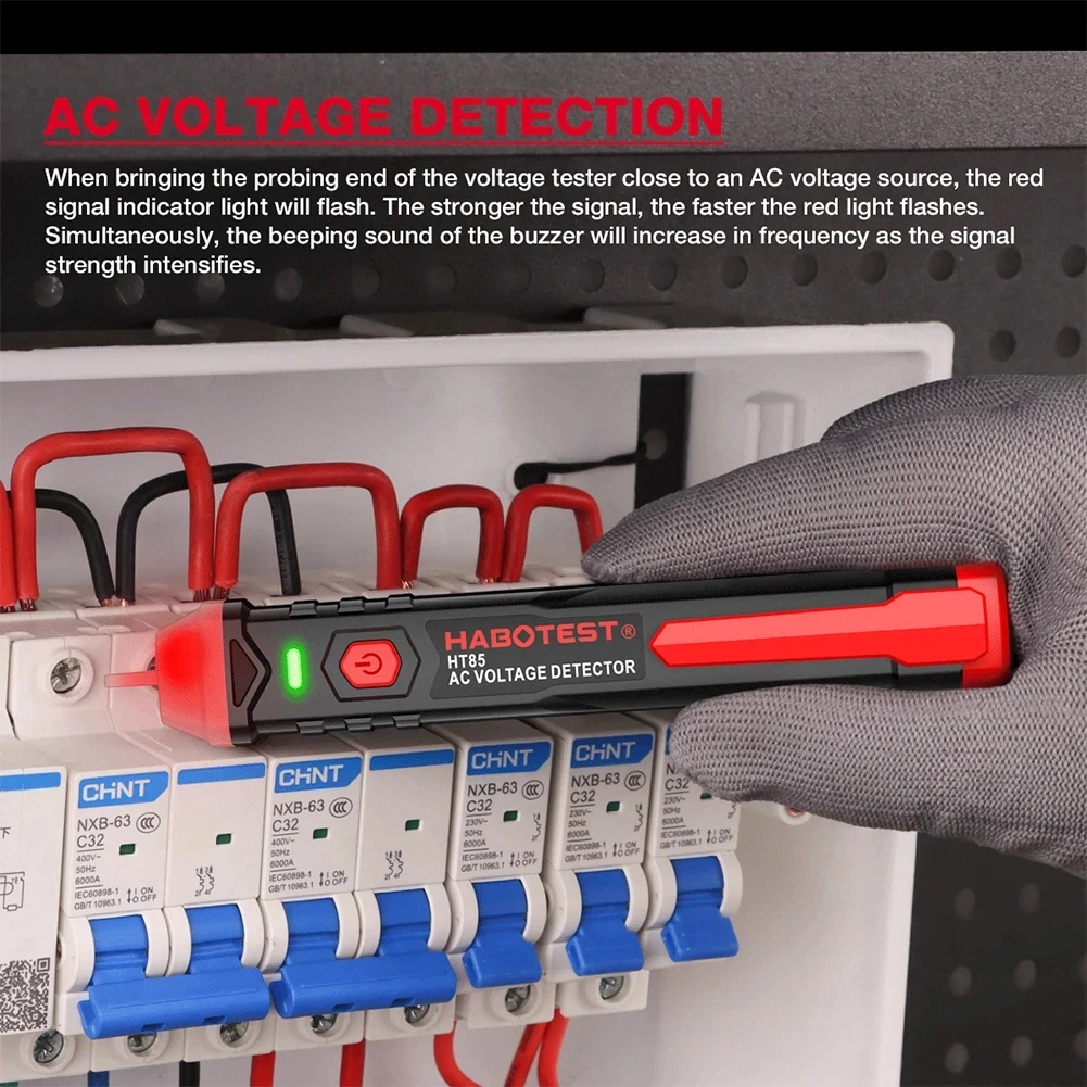 Tester tegangan AC non-kontak 70-1000V pena Meter pengukur Breakpoint pencari bunyi & terlihat penguji sirkuit Alarm Live/Null Wire Tester