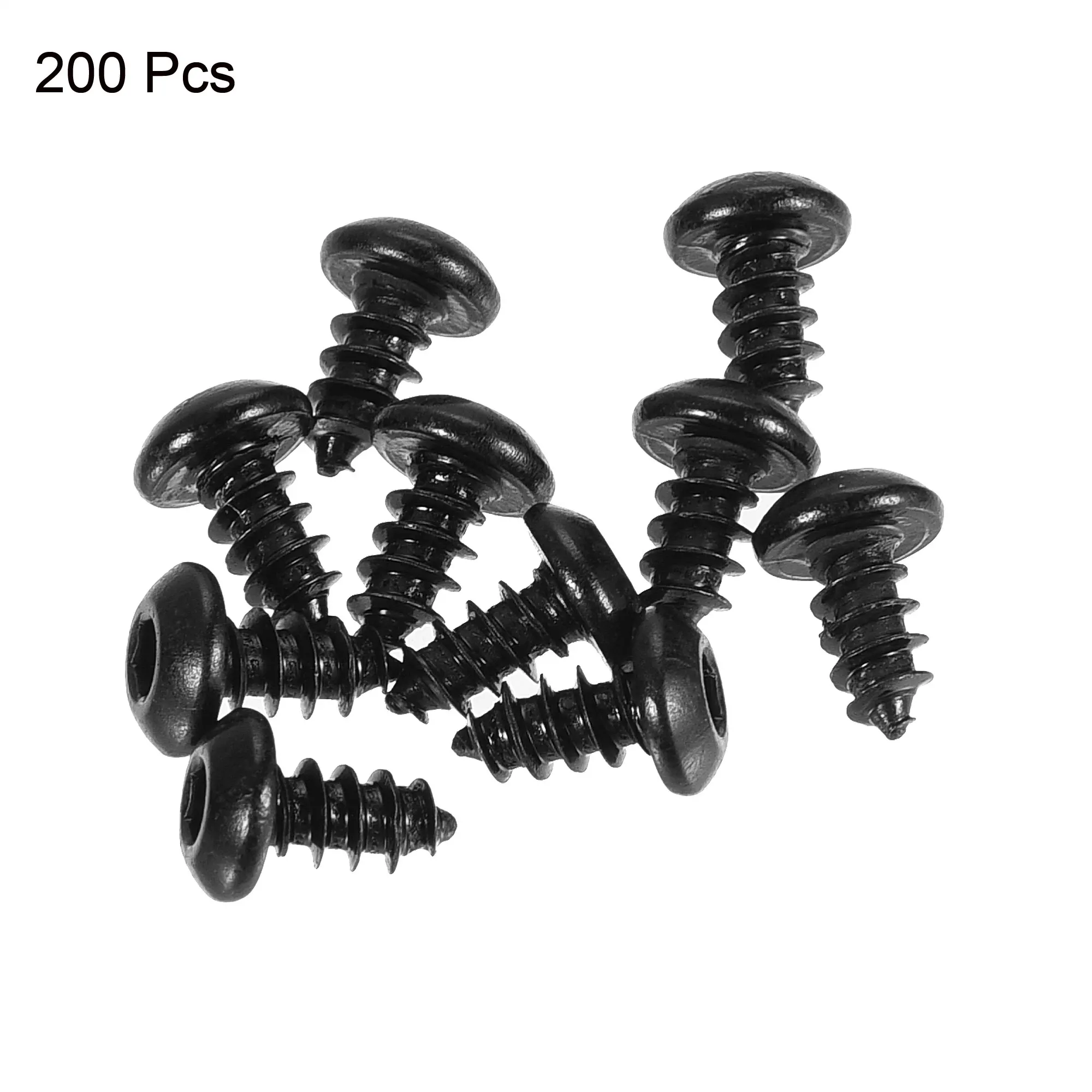 Uxcell 육각 소켓 셀프 태핑 나사, 탄소강 목재 나사, 제조용, M3 x 6mm, 200 개