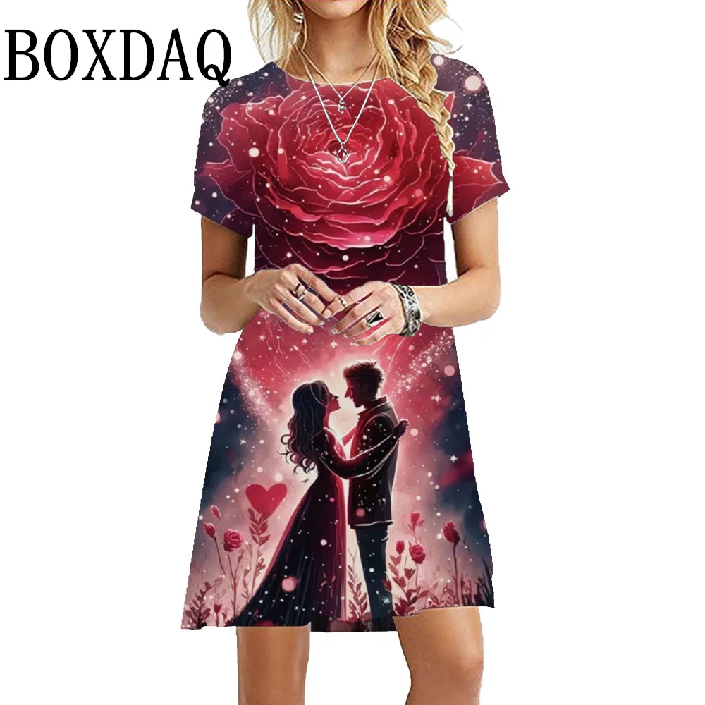 

Valentine's Day Dress Women‘S New Spring Holiday A-Line Party Clothing Casual Oversized Female Fashion Elegant Printed Dresses