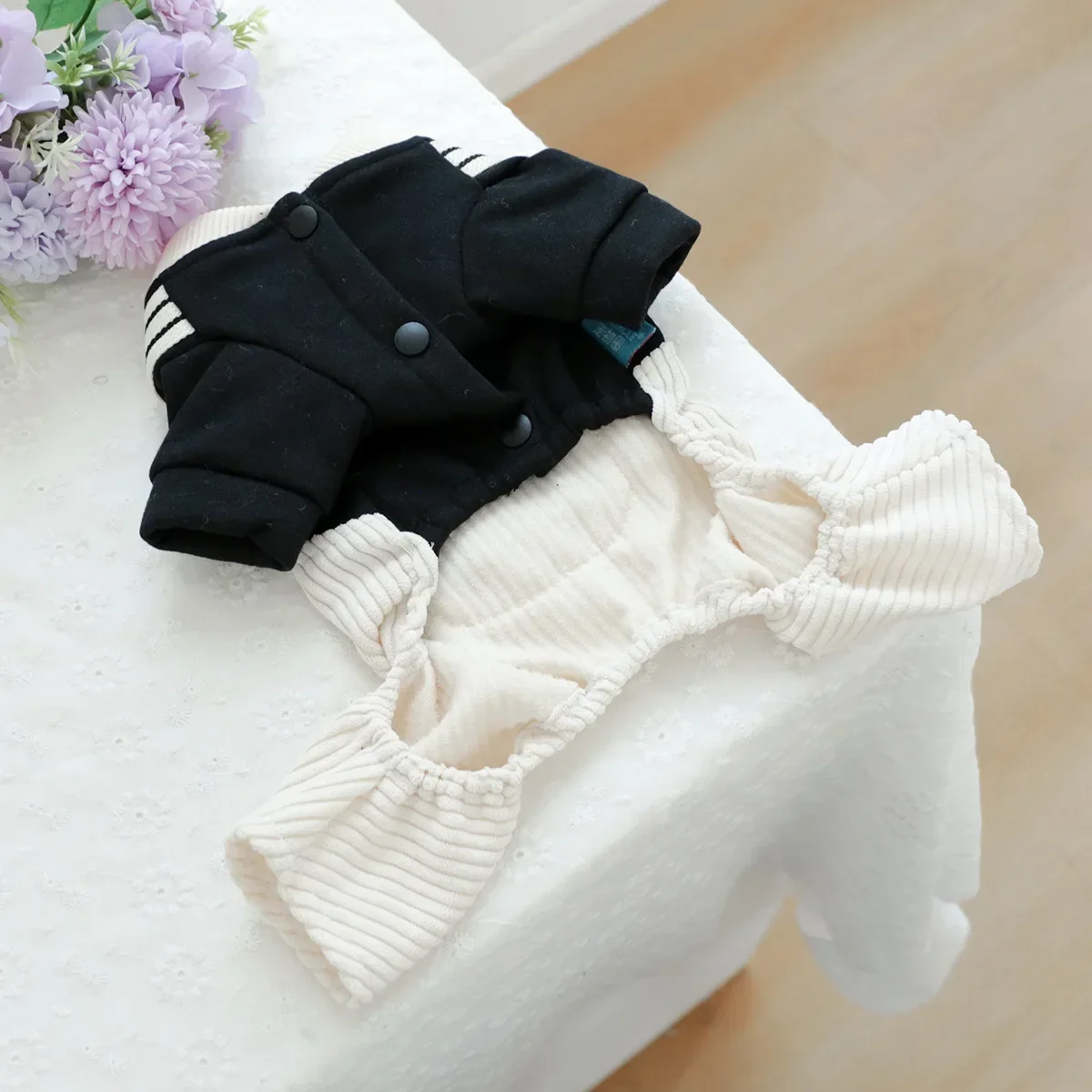 

Вельветовые комбинезоны с вышивкой для домашних животных — осенне-зимний комбинезон на 4 ножках для маленьких собак и кошек