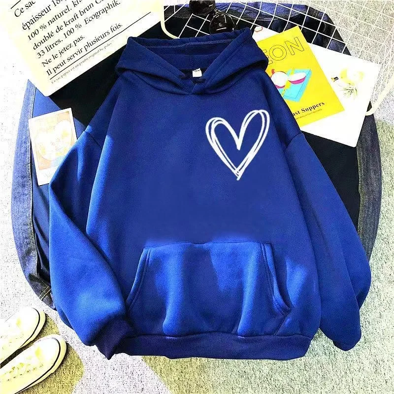 

2024 autumn and winter new Korean version with hooded and fleece hoodie women's casual loose top coat couple hoodie
