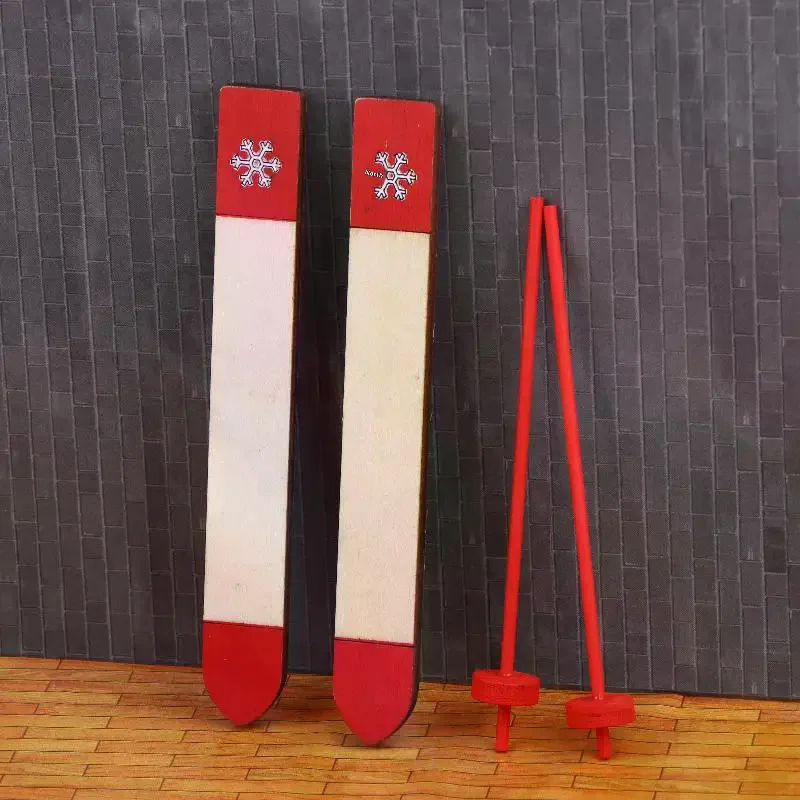 1/12 Poppenhuis Mini Houten Slee Model Poppenhuis Kerst Scène Decoratie Poppenhuis Accessoires Fantasiespel Speelgoed