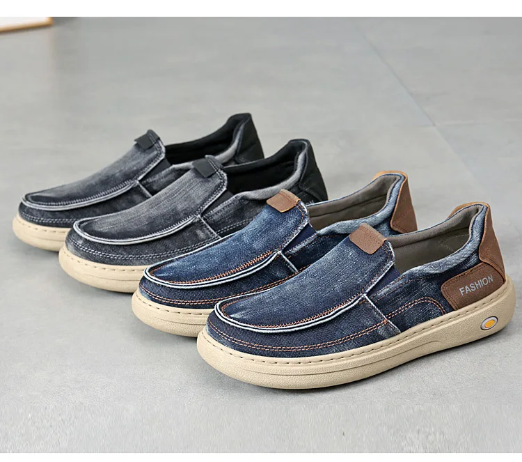 Herren Vintage Denim Slip-On Casual Loafer, weiche, dicke Sohle, atmungsaktiv, leicht, rutschfest, bequem, flache Alltagsschuhe zum Gehen – Detail 17