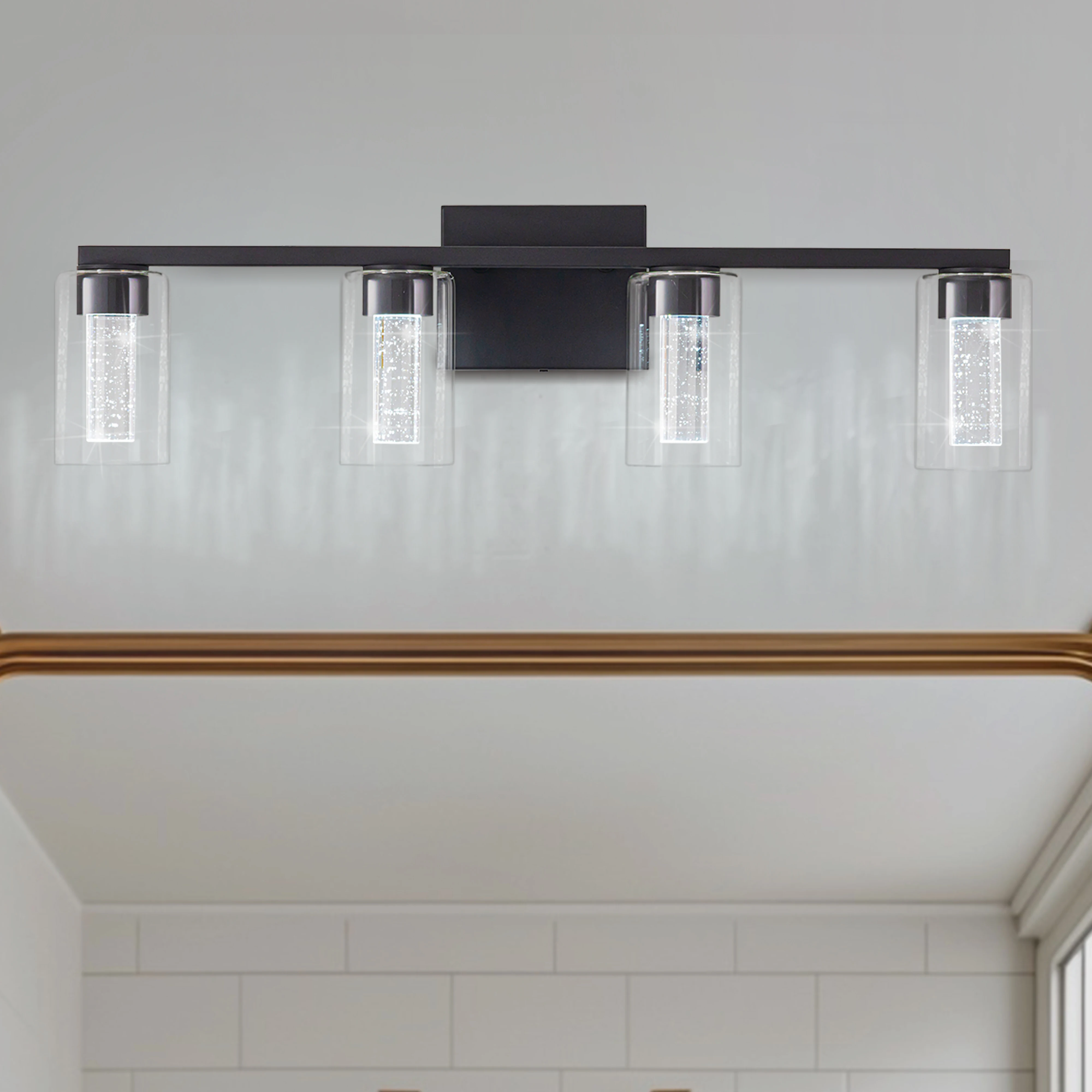 4-Light Bathroom Lighting Fixtures Over Mirror Led Bathroom Vanity Light With Clear Glass Shade Bathroom Lights Over Mirror