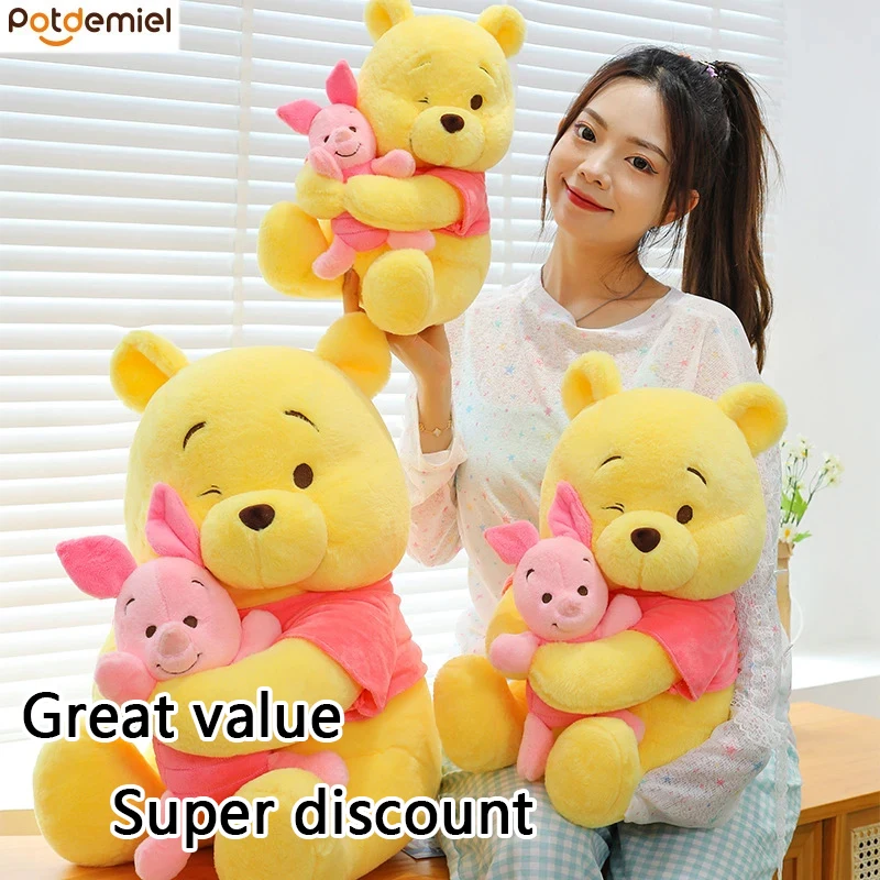 Juguetes de peluche de Winnie the Pooh de dibujos animados, lindos almohadas de Anime, muñecas The Pooh Bear Hug Piglet Pig Dolls, regalos de cumpleaños para niños