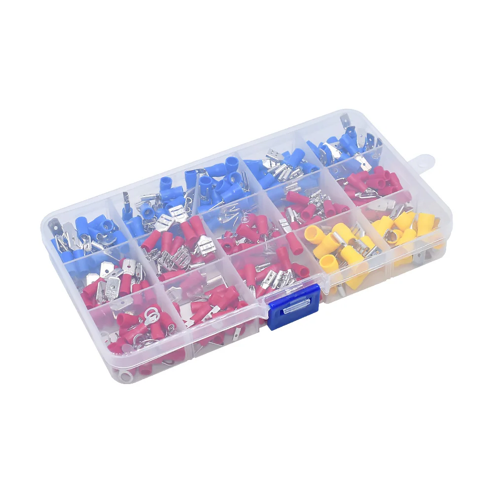 280pcs/set Cable Lugs Assortment Kit Wire Flat Female and Male Insulated Electric Wire Cable Connectors Crimp Terminals Set Kit