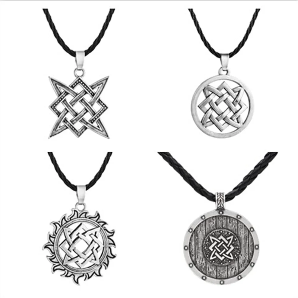 Slavic Norway Viking Square Pendant Necklace Star Rus Amulet Pendant Talisman Pagan Men Pendants Necklaces Jewelry