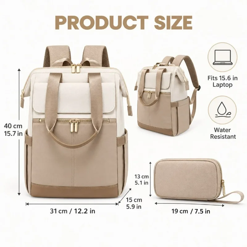 Simple Women Travel Laptop Fashion Computer Large Capacity Luggage Color Block Trendy School Backpack