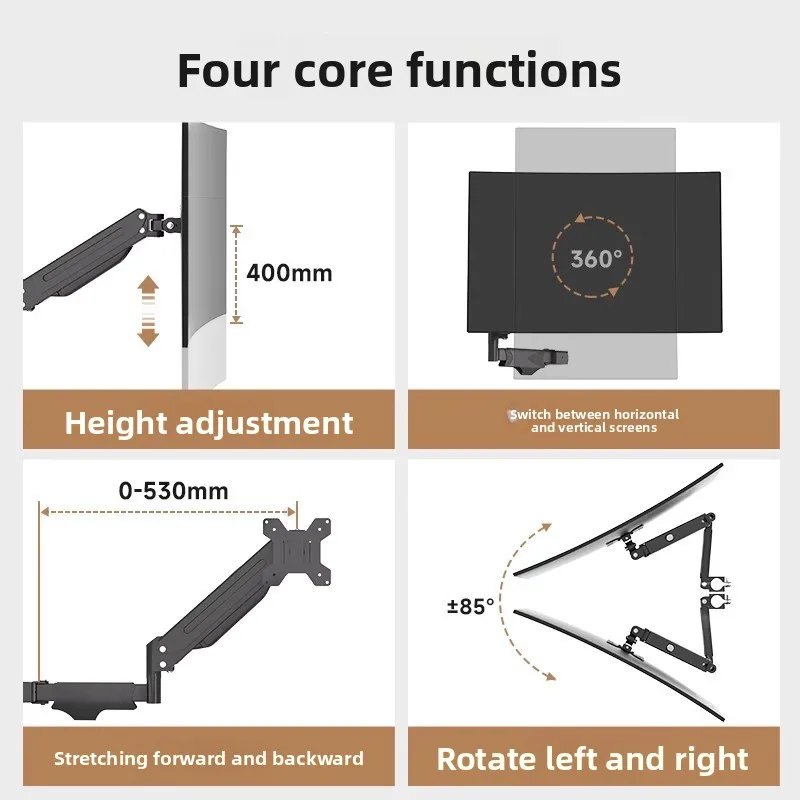 Monitor Floor-to-ceiling Bracket Movable Lifting Table with Keyboard Support Screen Rotating Telescopic Cantilever Hanger