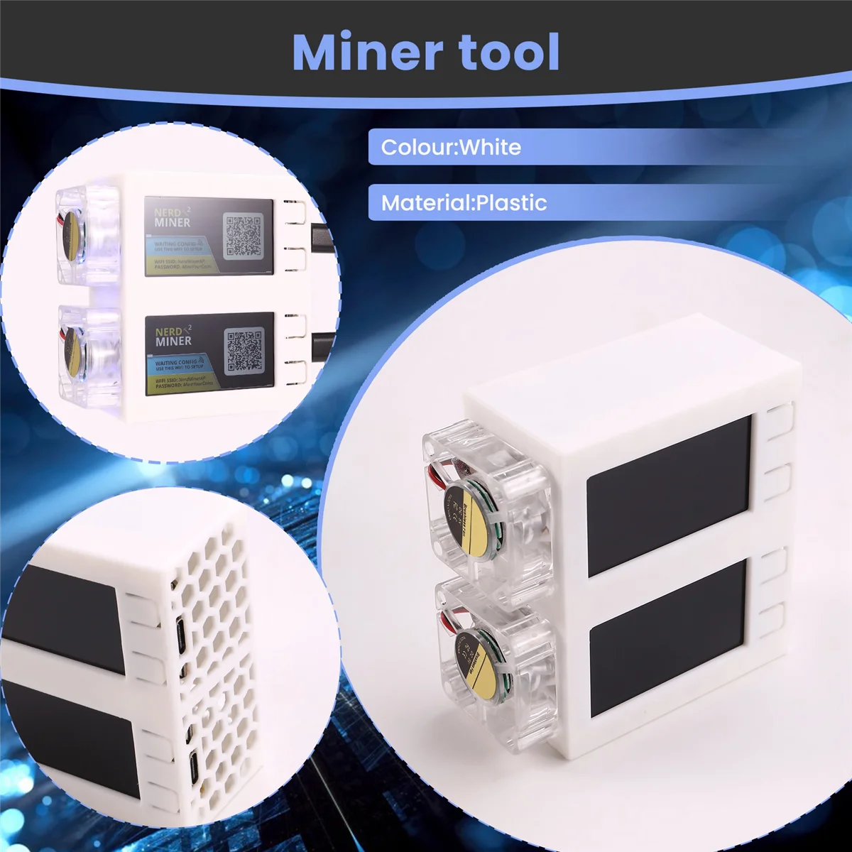 

AAAE For NerdMiner V2 Miner 78KH/Sx2 Dual Screen BTC Solo Lottery Miner Bitcoin Nerd Miner Lottery Miner with Luminous Fan,A