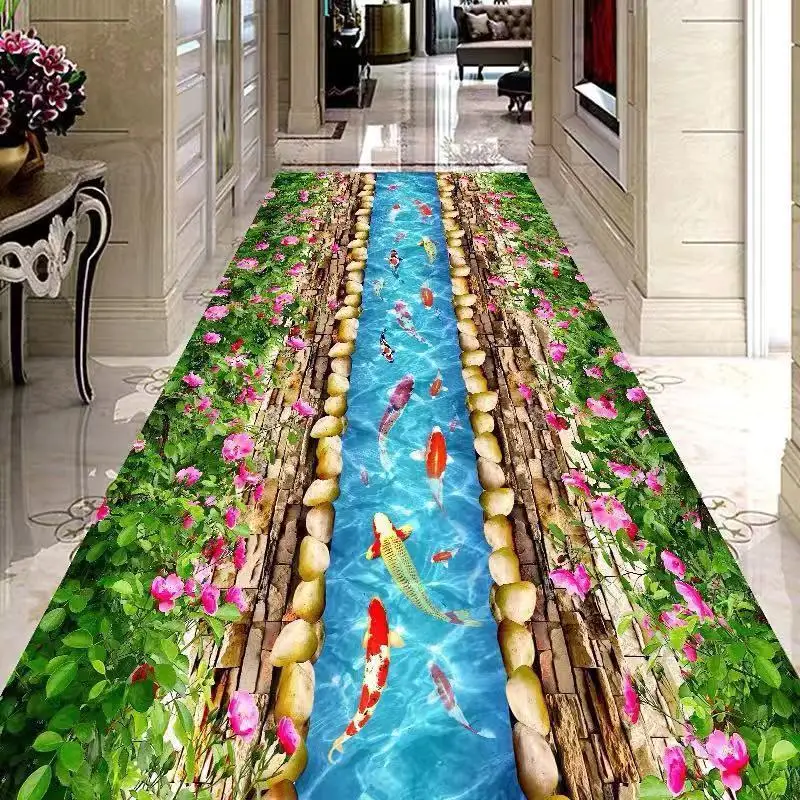 Modern 3D Pattern Home Long Corridor Carpet Anti Slip Washable Bedroom Floor Mat Light Luxury Kitchen Runner Rug Customizable