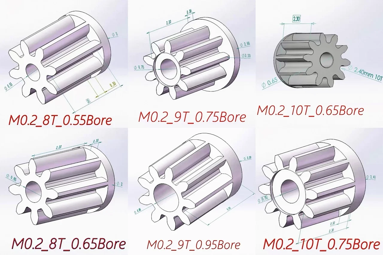0.55mm-0.95mm M0.2 8-10 Teeth Micro Motor Remote Control Model Robot Gearbox Mini Plastic Gear Camera Model Kit Part