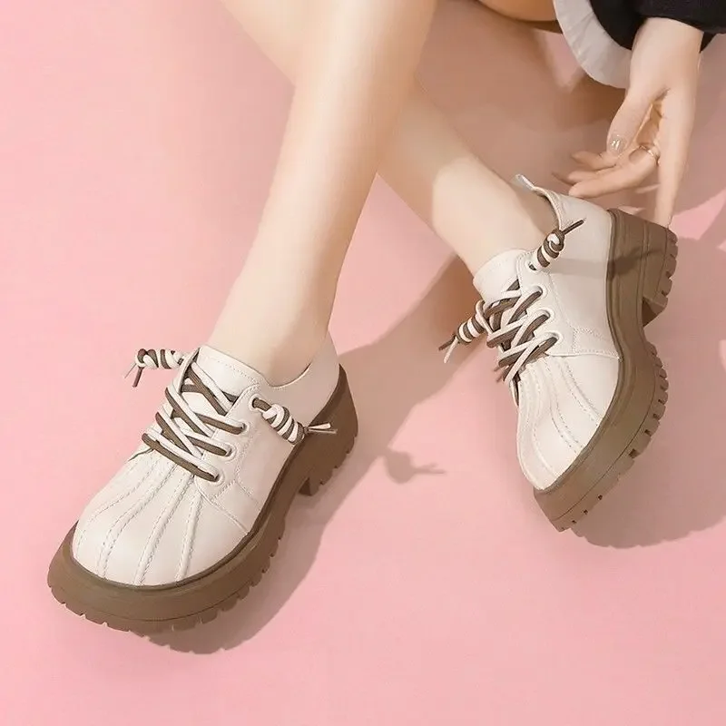 

Japanese Style Lolita Leather Mary Jane Round Toe Shoes for Women Woman Footwear Gothic Slip on High Platform Sale Daily Routine