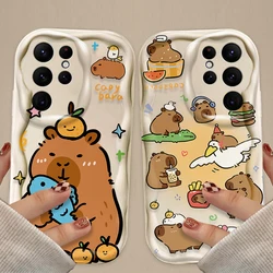 Cartoon Lovely Capybara 3D Wave Case For Samsung Galaxy A54 A34 A24 A14 A13 A53 A33 A73 A23 A52 A52S A32 A22 A12 A51 A71 Cover