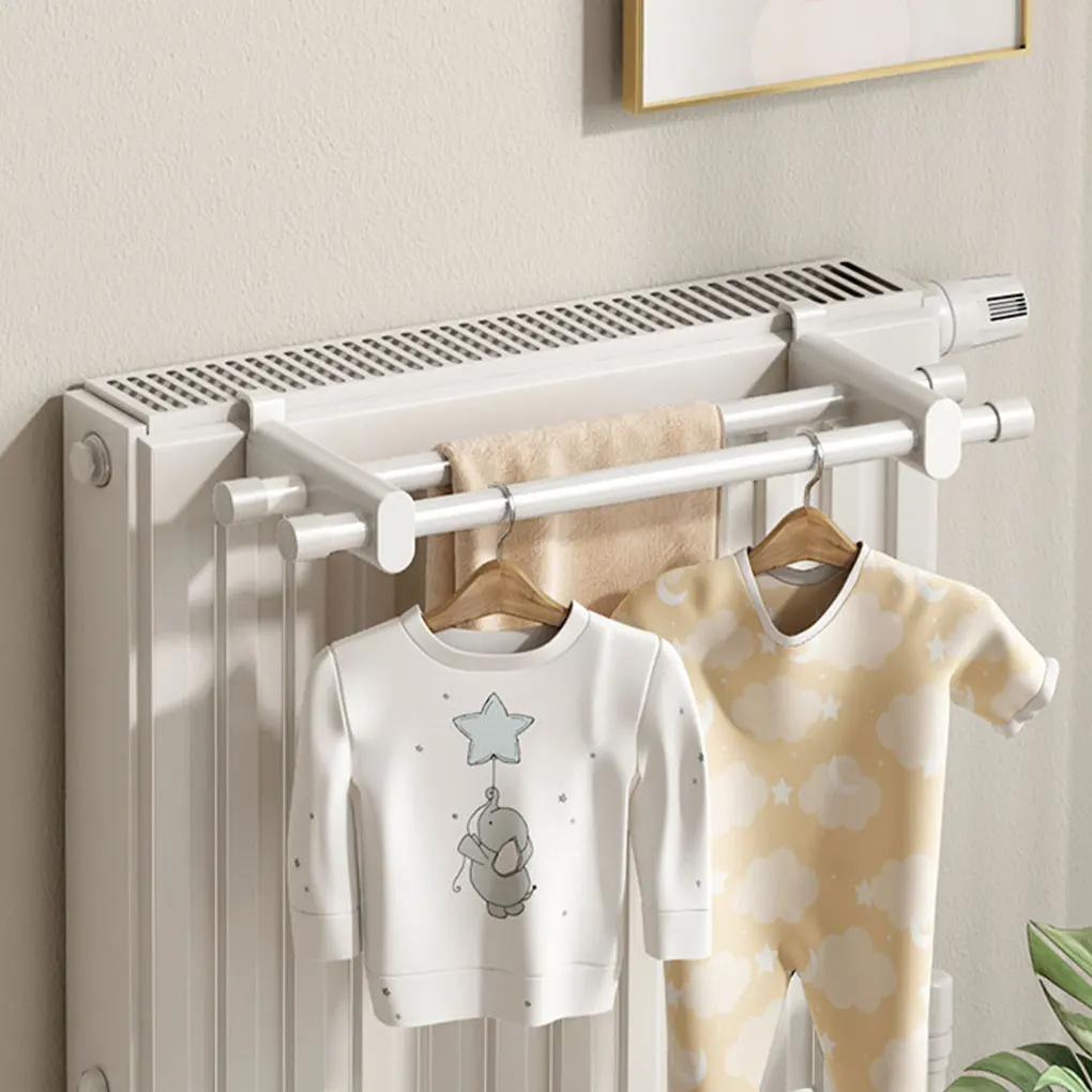 Radiator Clothes Drying Rack White 2 Bars Clothes Drying Rack Radiator Radiator Racks for Drying Clothes Hook Fixation 50cm