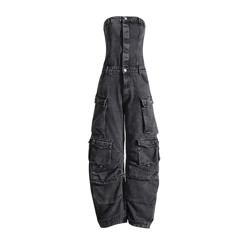 Sexy Jeans Jeans Overall Frauen Winterkleid ung y2k Streetwear einteilige Jeans Jeans Jeans Tasche Baggy Hose Overall Bodysuit