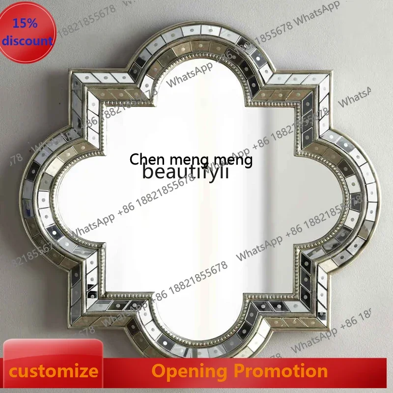 

ss7304 Nordic wall hanging gold round makeup mirror hotel decoration toilet bathroom studio desktop dressing mirror table