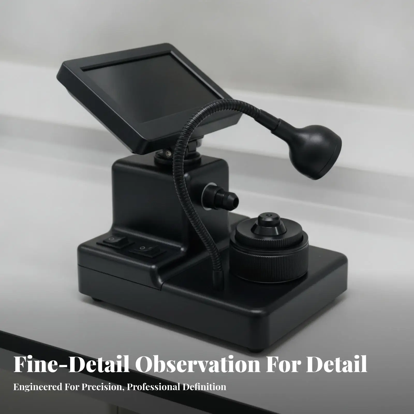 Desktop Microscope with Screen Digital Microscope with Gooseneck Lamp Adjustable for Jewelers, Jewelry Inspection