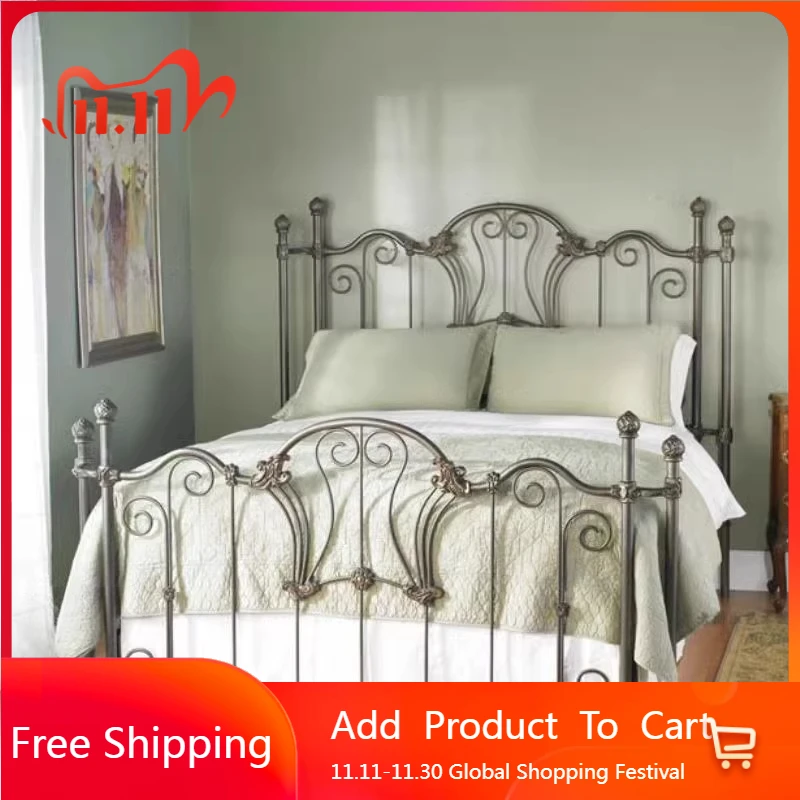 

Wrought Iron European Bed Princess Comfortable High Quality Adult Double Bed Designer Modern Letto Matrimoniale Lounge Furniture