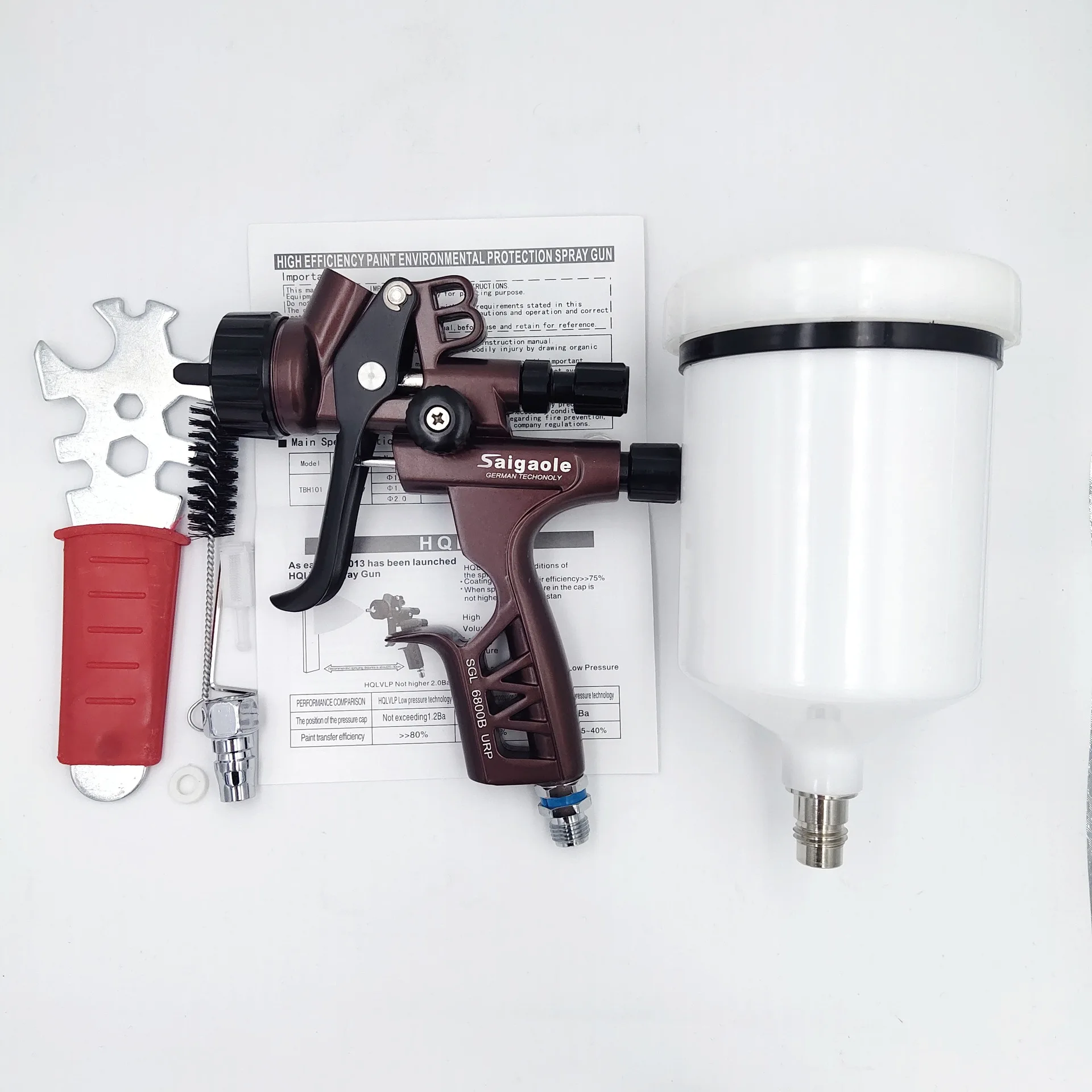 

Upper pot spray gun 1.3 caliber car topcoat paint spray gun, high atomization 6800 spray gun sturdy and durable