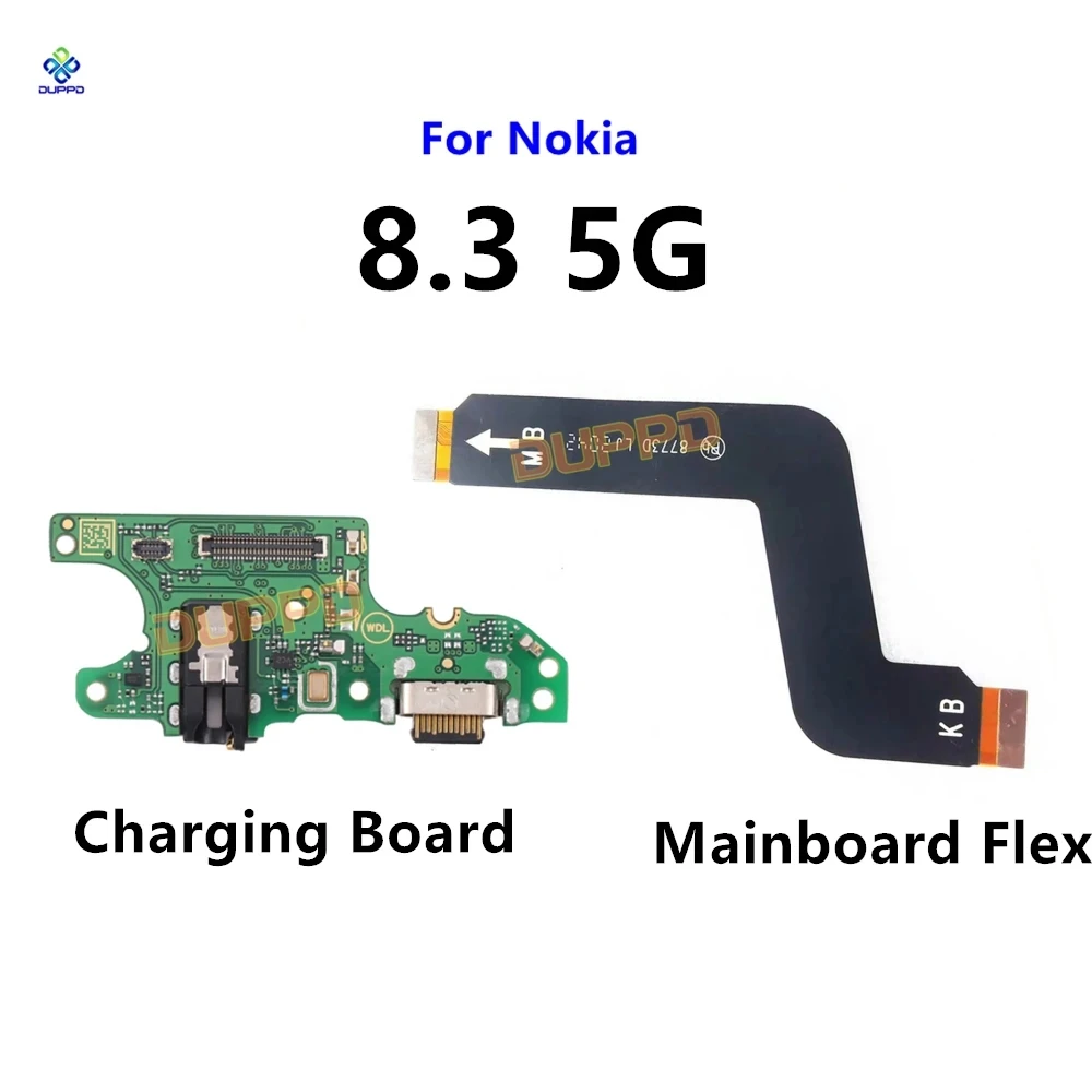 USB Tipo-C Porta de Carregamento, Mic Sensor, Antena, fone de ouvido Jack Board Connector, Mainboard Flex Cable, Fit para Nokia 8.3 5G