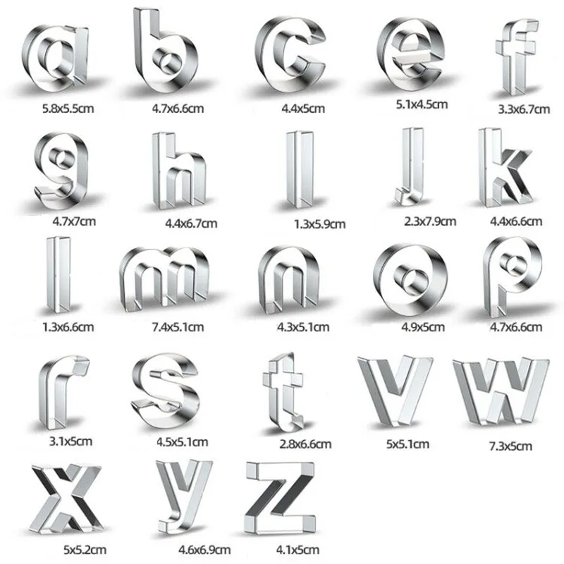 26/9Pcs Set Stainless Steel Alphabet Numeral Cake Molds Sugar Paste Letter Cookies Cutter Stamp Baking Embossing Mould For Home