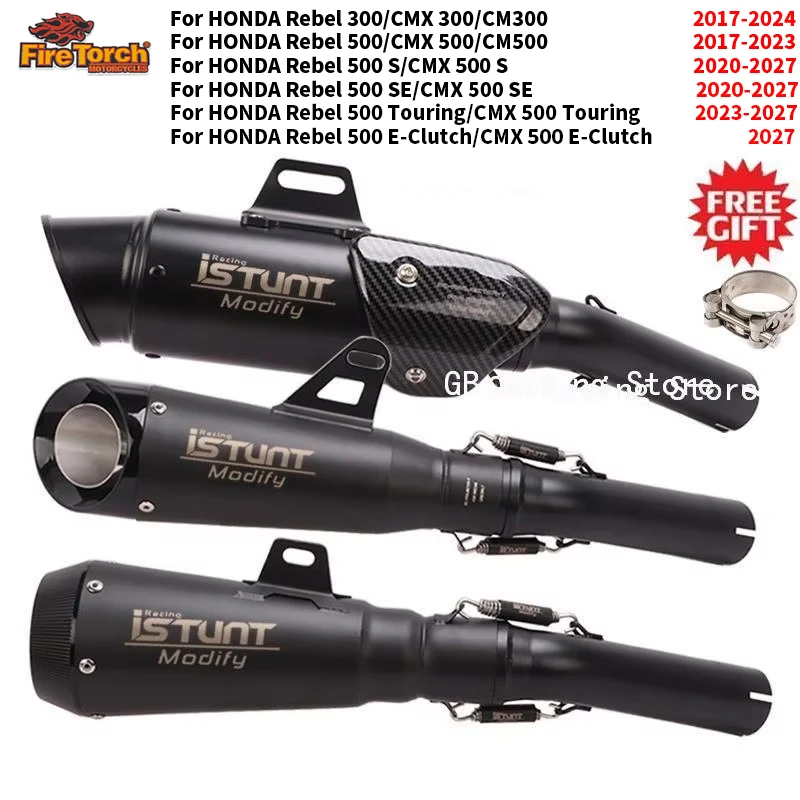 Slip For HONDA Rebel CM CMX 300 500 S SE Touring E-Clutch 2017 - 2027 Motorcycle Exhaust System Escape Modify Moto With Muffler