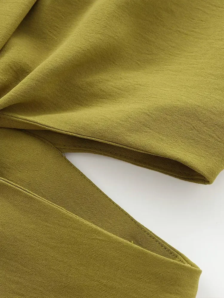 صيف جديد النساء الوافدين تصميم الأزياء مشبك الديكور أكمام فستان طويل بلون الإناث الخصر كاشفة فساتين