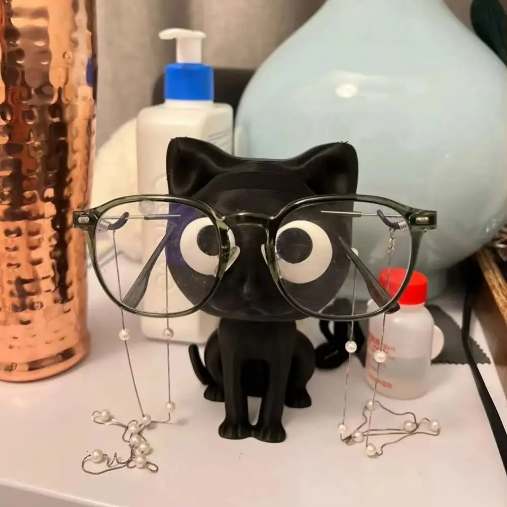 Black Cat Glasses Holder Stand Mini Multifunctional Eyeglasses Support Holder Display Ornament Desktop Storage
