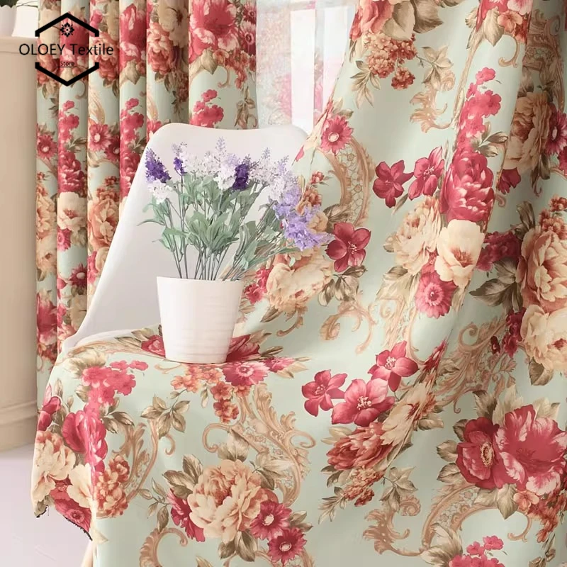 

Retro Country Curtains for Living Room Bedroom Custom American European Style Rural Blackout Drapes Farmhouse Window Treatments