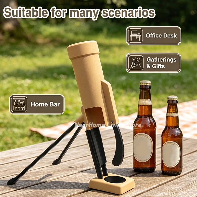 Beer Bottle Mortar Opener 330/500ml  Funny Hands-Free Push Down Bottles Cap Launcher Home Party Camping Gift for Men Jar Opener