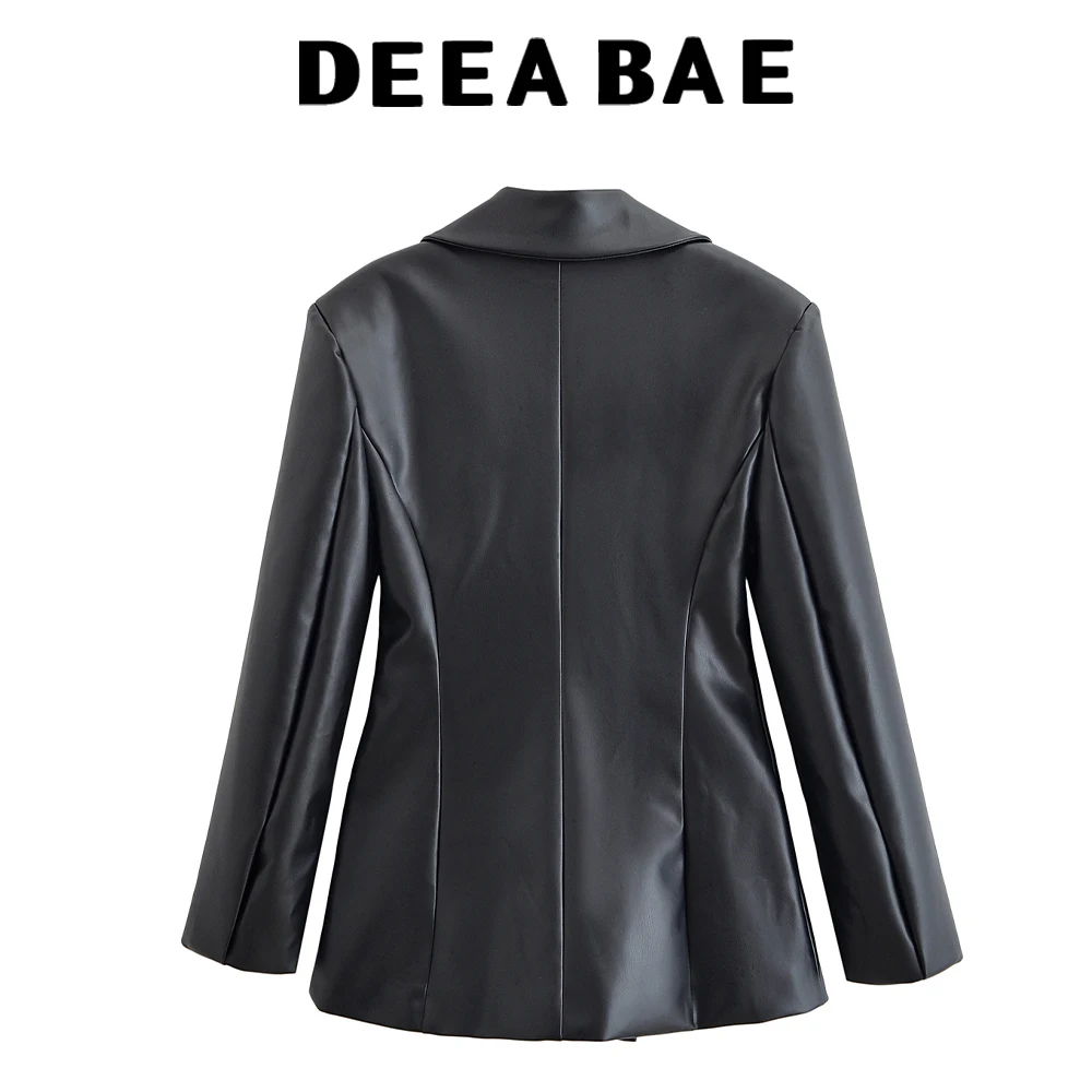 디에이베이 고급스러운 분위기의 다용도 수트 가죽 재킷 탑 중간 길이 긴팔 신상 여성 의류